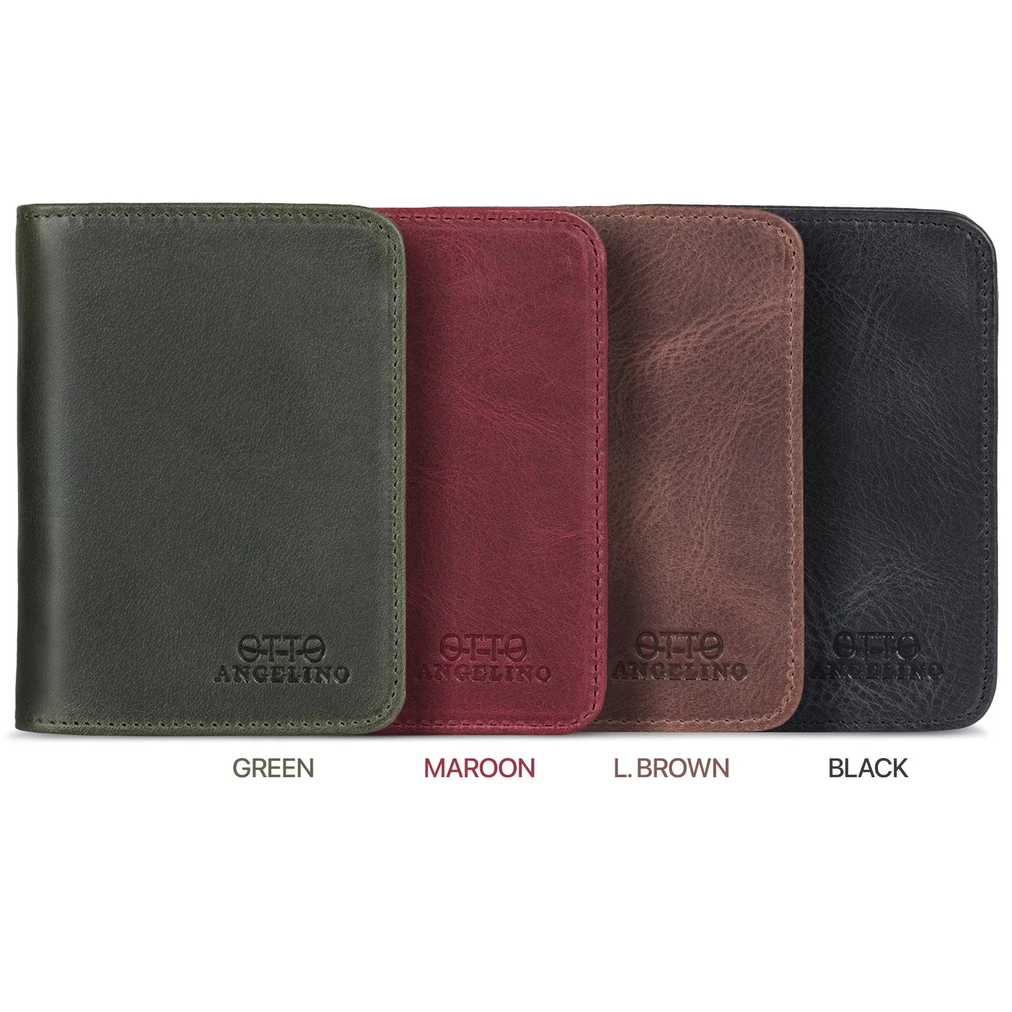 Otto Angelino RFID Blocking Men Zippered Bifold Wallet, Italian Top Grain Leather, Slim Travel Comfort, Credit Card Holder