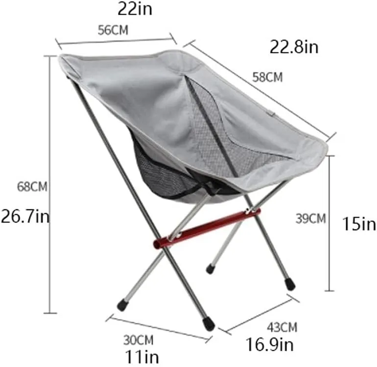 Outdoor Beach Backpack Chair, Compact Folding Chair with High-Back Design, Breathable Mesh, Portable and Lightweight for Camping, Beach, Picnic (Gray, Size: Large)(Black,68 * 56 * 58CM)