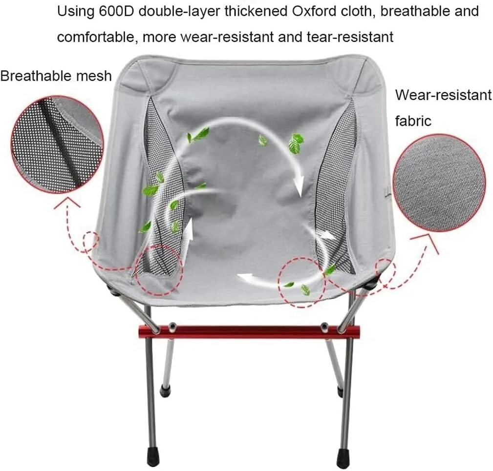 Outdoor Beach Backpack Chair, Compact Folding Chair with High-Back Design, Breathable Mesh, Portable and Lightweight for Camping, Beach, Picnic (Gray, Size: Large)(Black,68 * 56 * 58CM)