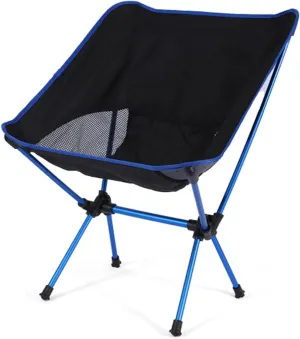 Outdoor Portable Folding Chair, Ultra-Light Aluminum Camping Chairs, 90 kg Capacity, Quick Setup, Folding Backpacking Chair for Camping, Picnic, Beach, Fishing, Garden,Red (Blue One Size)