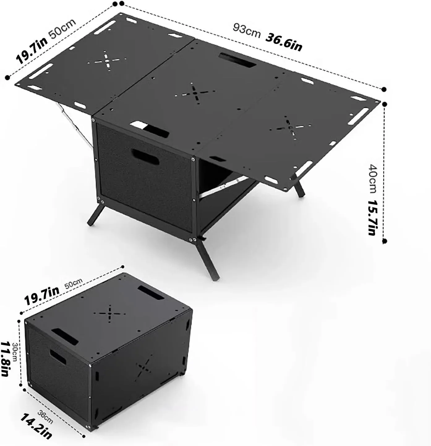 Outdoor Storage Box Barbecue Grill Table Portable Folding Camping Kitchen Table Aluminum Cook Station Picnic Indoor Outdoor for Picnics, BBQ, RV Traveling(A)