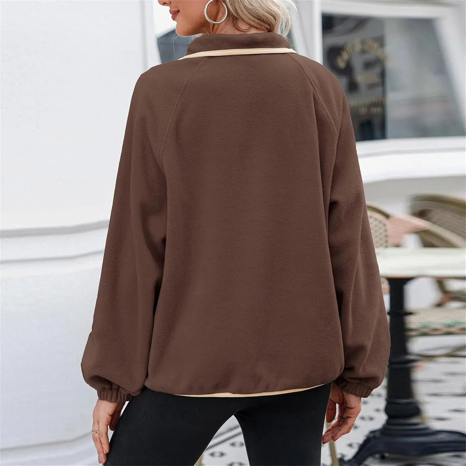 Oversized Sweatshirts For Women Trendy 2024 Fleece Lined Button Down Pullovers Casual Loose Warm Fall Winter Clothes
