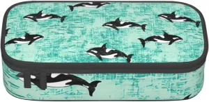 Pacific Ocean biological Print pencil case,large capacity,portable lightweight stationery box
