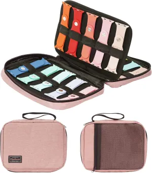 PACMAXI 20 Watch Bands Storage Carrying Case Compatible with Watches,Expandable Watch Band Holder Stores 20 Watch Bands Fit for Most Sizes of Watch Straps,Organizer for Watch Bands, Bag Only (Pink)