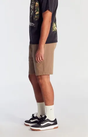 PacSun Men's Brown Vintage Wash Fleece Volley Shorts