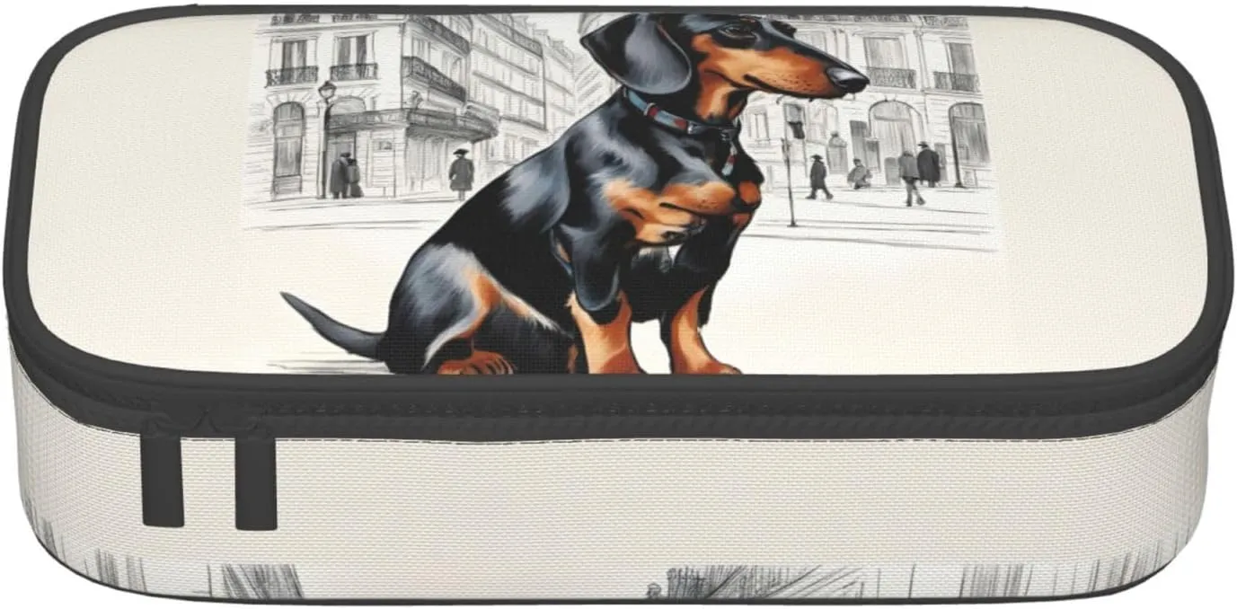 Parisian Dachshund Large Capacity Storage Bag, fit for Travel, Office Supplies, Makeup, and Desk Organization, Black, One Size, Beauty Case