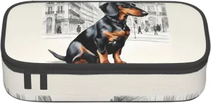 Parisian Dachshund Large Capacity Storage Bag, fit for Travel, Office Supplies, Makeup, and Desk Organization, Black, One Size, Beauty Case