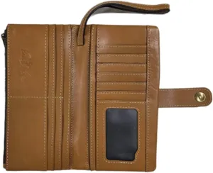 Patricia Nash Meadow Leather Wristlet, 17 Card Slots, Magnetic Snap Closure, 7.75 x 3.75 inches