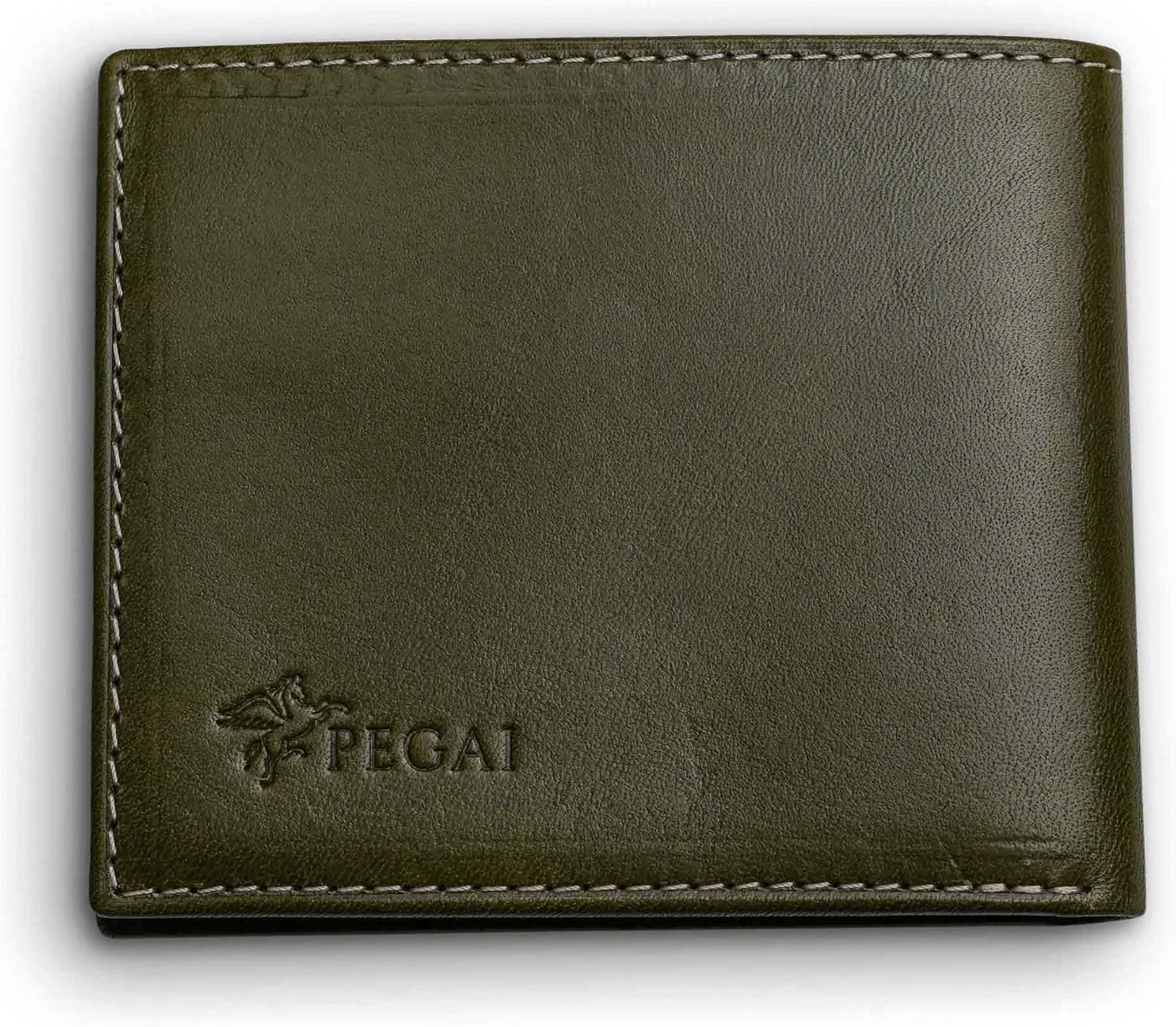 PEGAI Standard Leather Bifold Wallet For Men | Minimalist RFID Blocking Slim Wallet For Men With Credit Card Holder | Edward Italian (Green & Mustard)