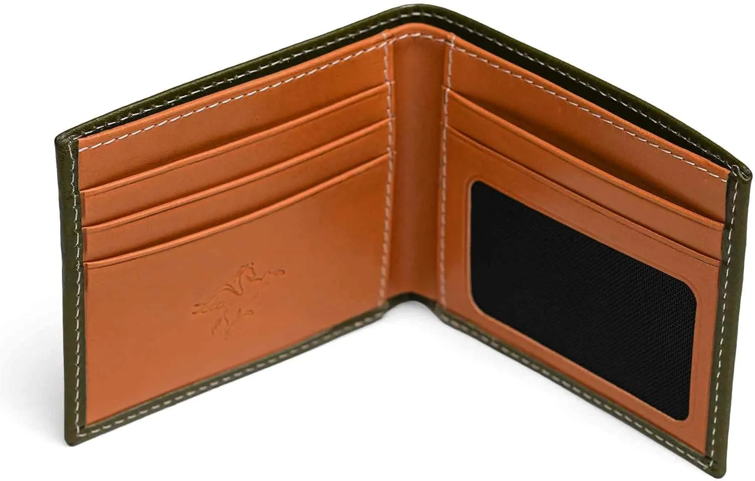 PEGAI Standard Leather Bifold Wallet For Men | Minimalist RFID Blocking Slim Wallet For Men With Credit Card Holder | Edward Italian (Green & Mustard)