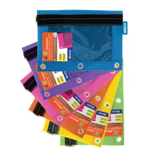 Pencil Pouch 3-Ring Bright Color w/ Mesh Window
