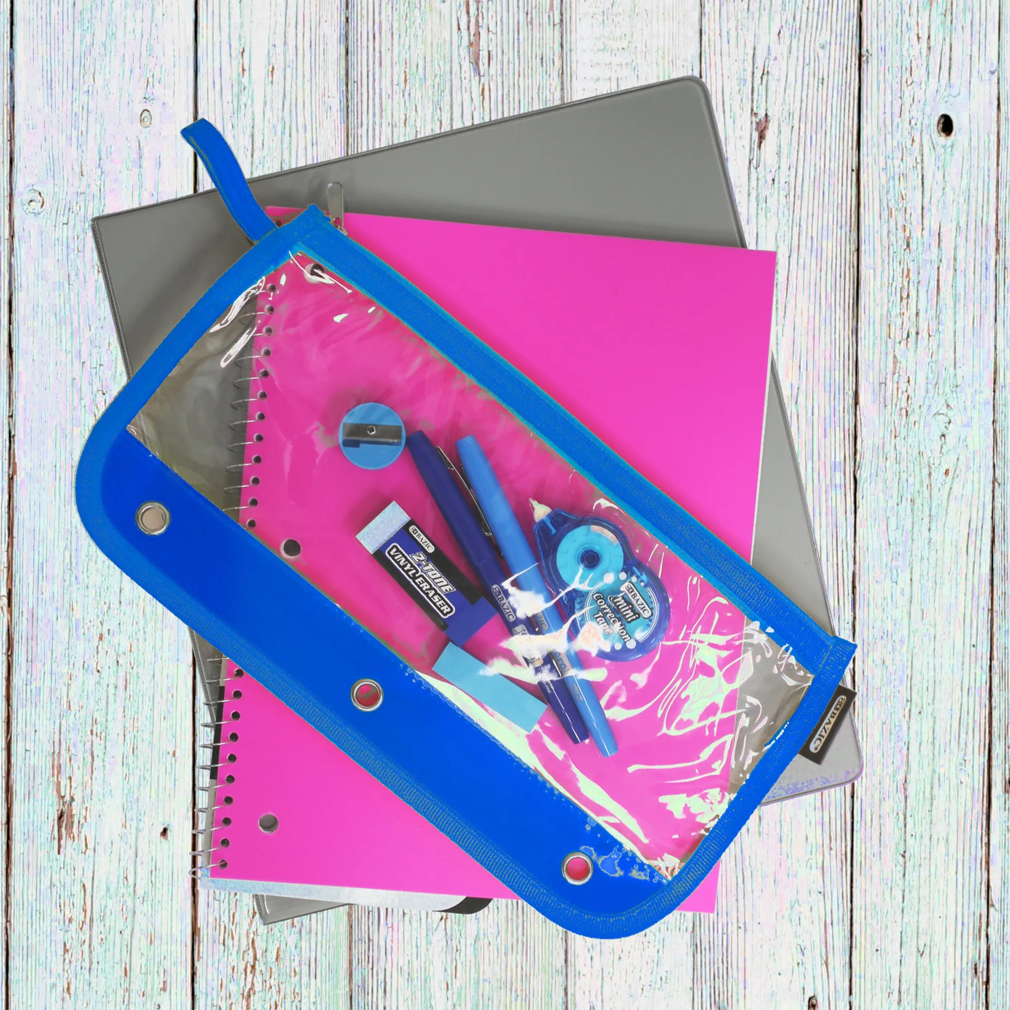 Pencil Pouch 3-Ring Clear 11.5" x 6.5"