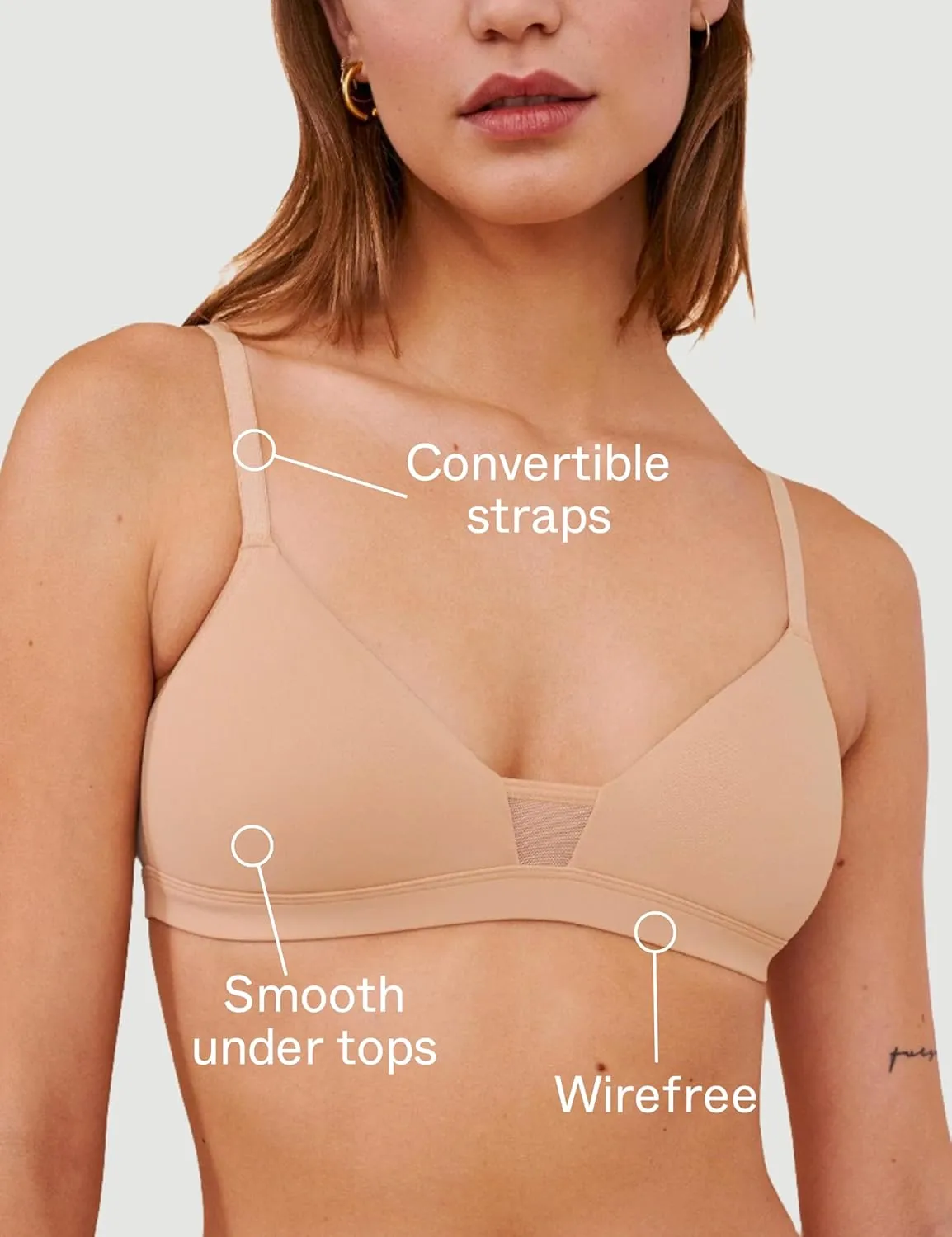 Pepper Wireless Bra | Feelgood Wirefree T-Shirt Bras for Women, Comfy Bras, Convertible Straps for Racerback, (XXS-XL)