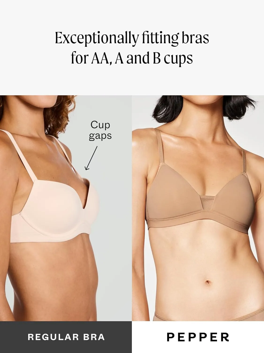 Pepper Wireless Bra | Feelgood Wirefree T-Shirt Bras for Women, Comfy Bras, Convertible Straps for Racerback, (XXS-XL)