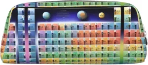 Periodic Table Of Elements Print Large Capacity Pencil Case,Pencil Pouch With Zipper, Durable Leather Pen Bag For Office, Travel