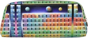 Periodic Table Of Elements Print Large Capacity Pencil Case,Pencil Pouch With Zipper, Durable Leather Pen Bag For Office, Travel