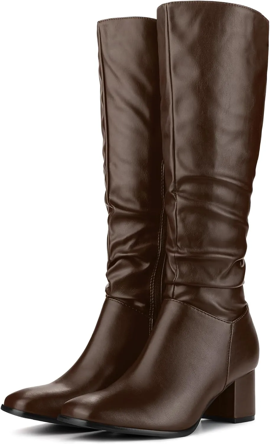 Perphy Thigh High Dress Boots Square Toe Chunky Heel Slouch Knee Highs Boots for Women