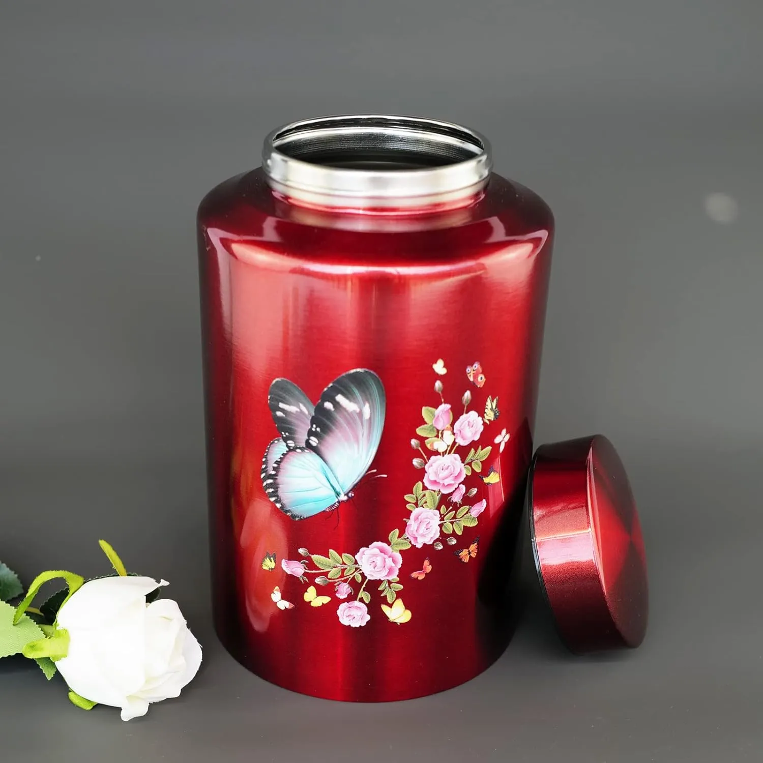 Personalized Large Cremation Urns for Adult Male Female Ashes, Up to 220 lbs Decorative Customized Engraving Urn for Human Remains with Velvet Bag(Butterfly)