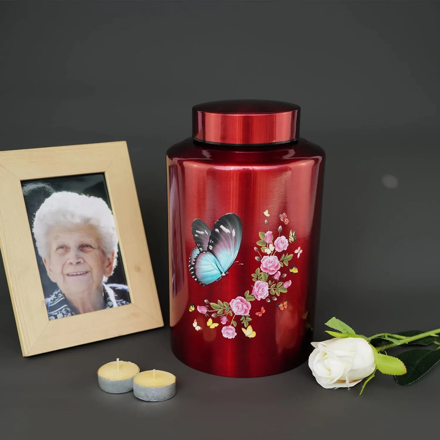 Personalized Large Cremation Urns for Adult Male Female Ashes, Up to 220 lbs Decorative Customized Engraving Urn for Human Remains with Velvet Bag(Butterfly)