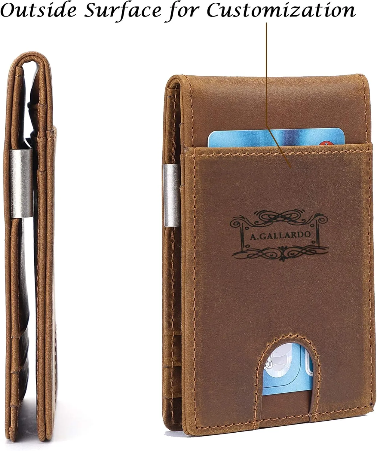 Personalized Leather Engraved Wallet for Husband Boyfriend Dad Son Him - Valentines Day Birthday Anniversary Christmas Wedding Graduation Fathers Day Gift - Custom Men RFID Blocking Bifold Wallets