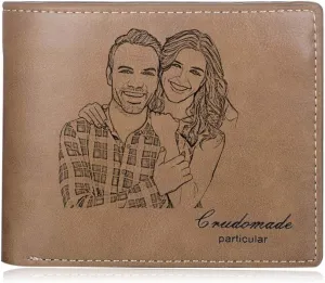 Personalized Men Wallets Custom Engraved Photo Wallet Gifts for Husband,Dad,Son,Boyfriend