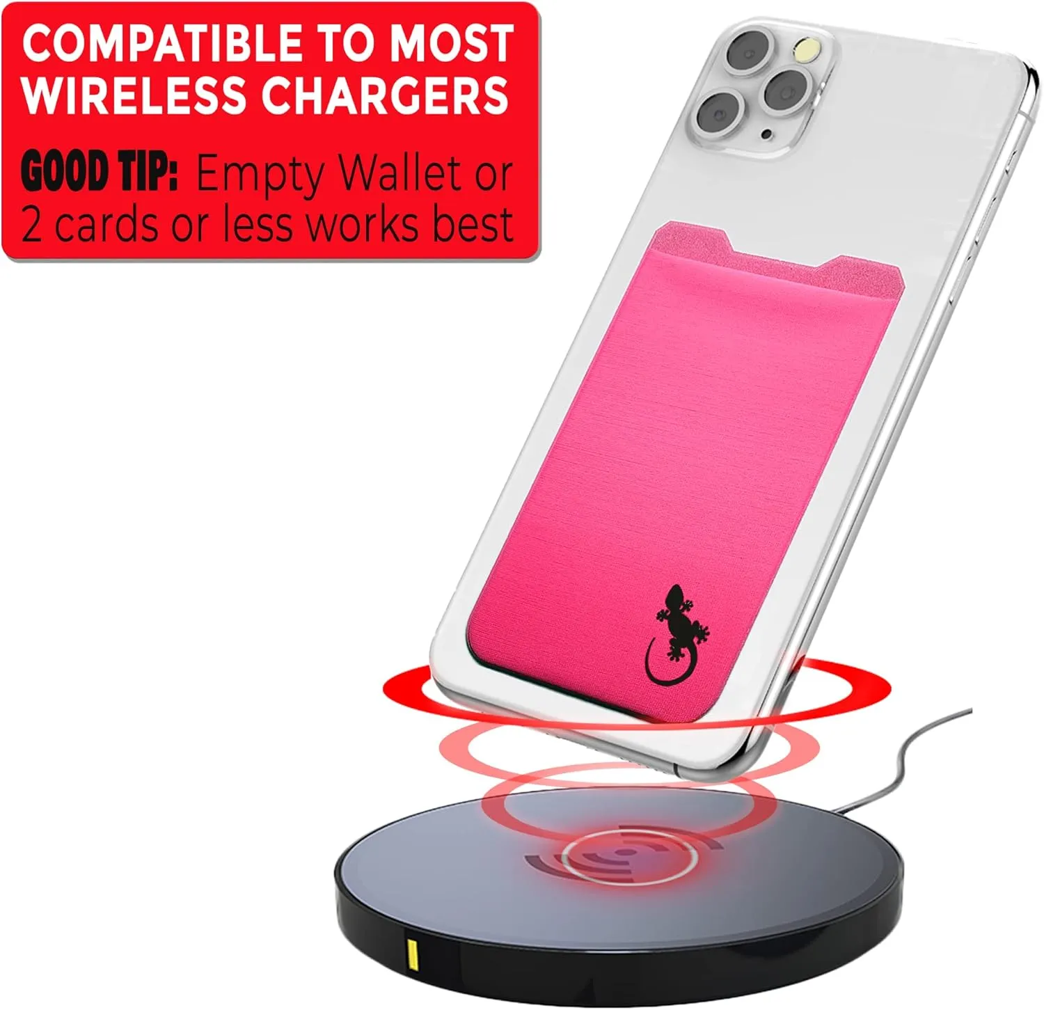 Phone Wallet - Adhesive Card Holder - Cell Phone Pouch - Stick on Lycra Pocket by Gecko - Carry Credit Cards and Cash