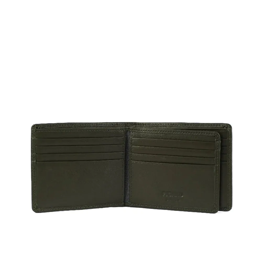 Picard Saffiano Men's Leather Bifold Wallet with Centre Flap And 14 Card Slots Including 1 ID Card Window(Military Green)