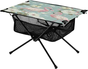 Pink Flamingos Portable Folding Camping Table, Compact Lightweight Beach Table with Carrying Bag for Outdoor Picnics, BBQs, Camp