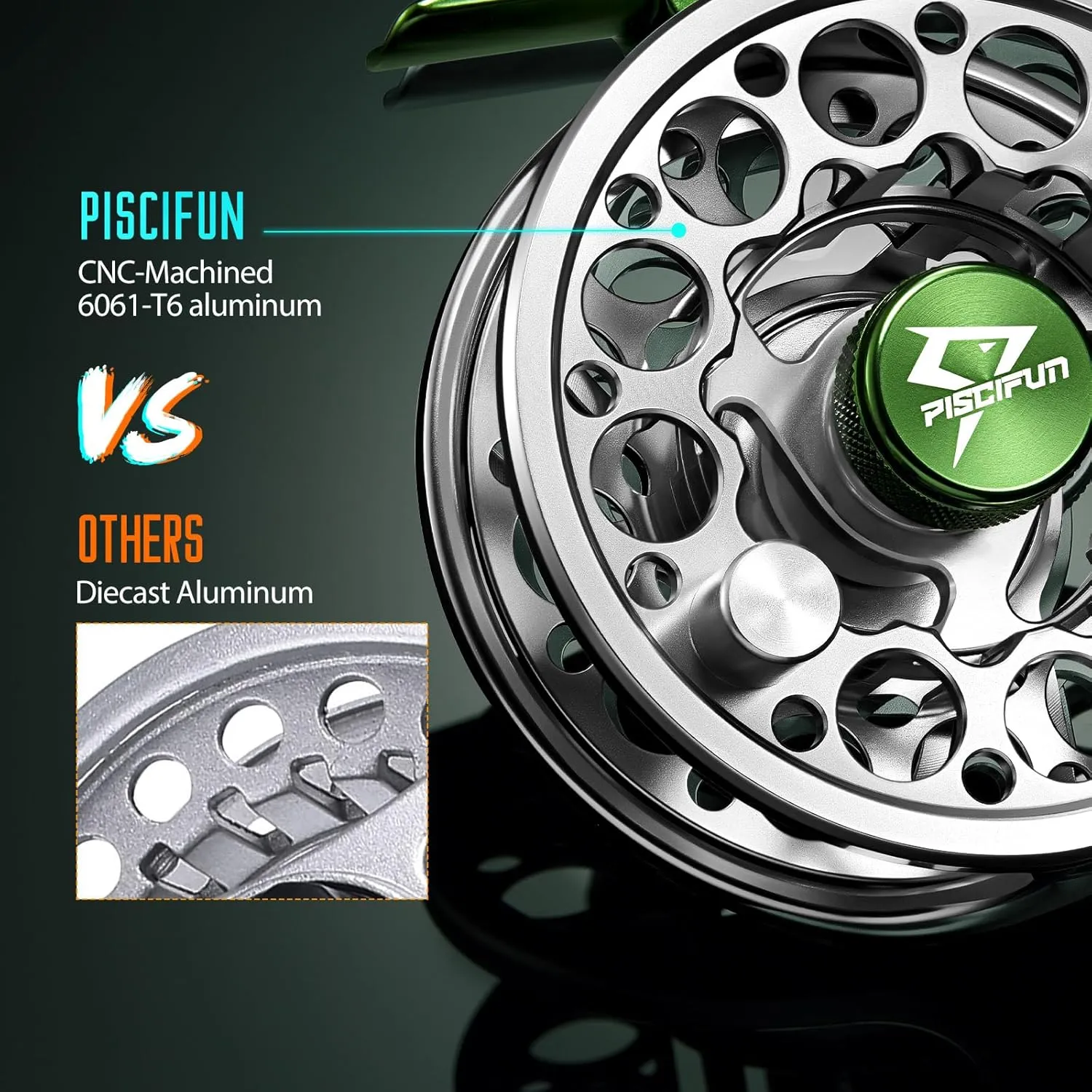 Piscifun Sword Fly Fishing Reel, CNC-Machined Aluminum Alloy Fly Reel, 3/4, 5/6, 7/8, 9/10 Weight, Black, Gunmetal, Space Gray