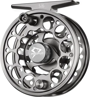 Piscifun Sword Fly Fishing Reel, CNC-Machined Aluminum Alloy Fly Reel, 3/4, 5/6, 7/8, 9/10 Weight, Black, Gunmetal, Space Gray