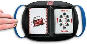 Playing Card Holder for Adults & Kids with Nylon Straps - Neoprene Card Tray for Games - Holds Various Deck Sizes - Used for Uno, Go Fish & More - Portable and Lightweight (Blue)