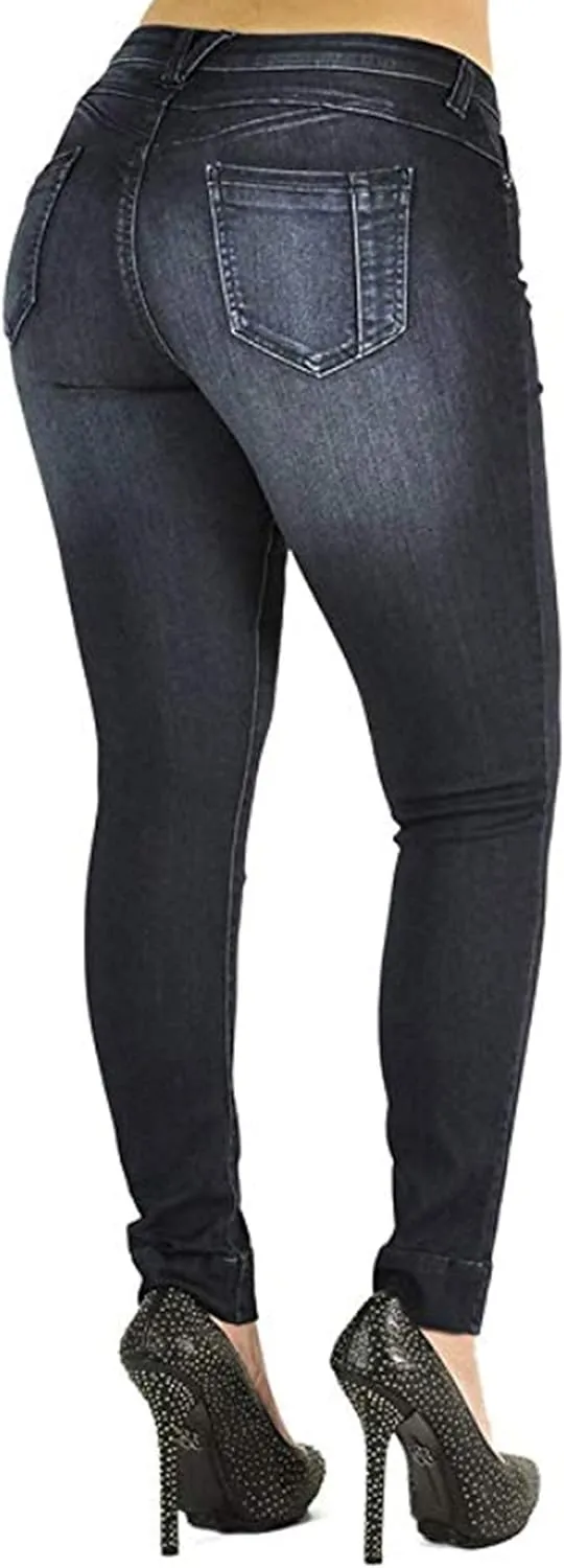 Poetic Justice Women's Curvy Fit Stretch Denim Mid Rise Skinny Jeans