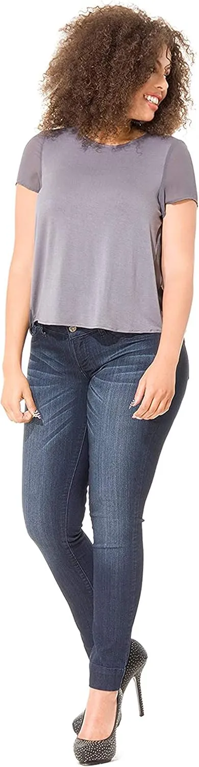 Poetic Justice Women's Curvy Fit Stretch Denim Mid Rise Skinny Jeans