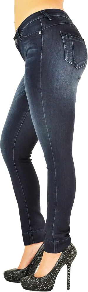 Poetic Justice Women's Curvy Fit Stretch Denim Mid Rise Skinny Jeans