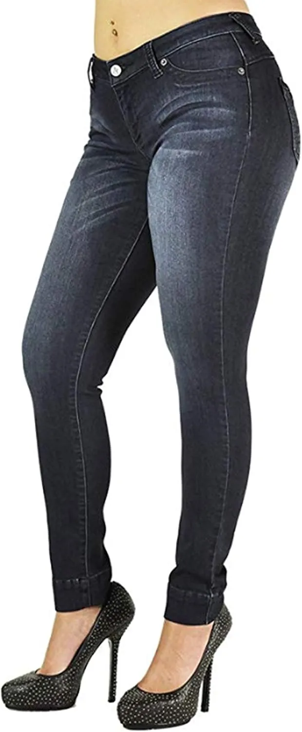 Poetic Justice Women's Curvy Fit Stretch Denim Mid Rise Skinny Jeans