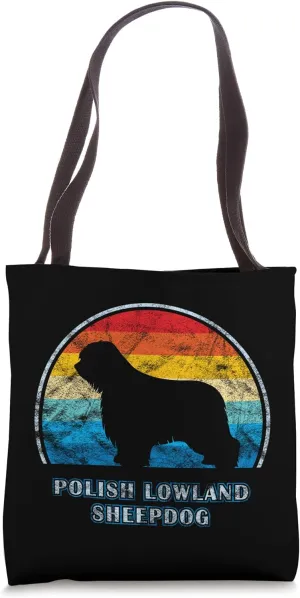 Polish Lowland Sheepdog Vintage Design Dog Tote Bag