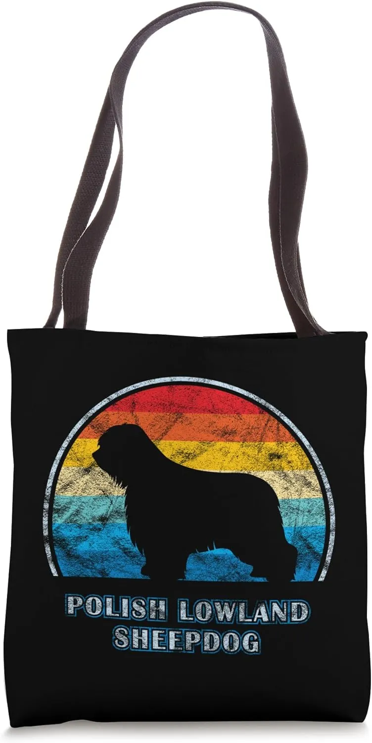 Polish Lowland Sheepdog Vintage Design Dog Tote Bag