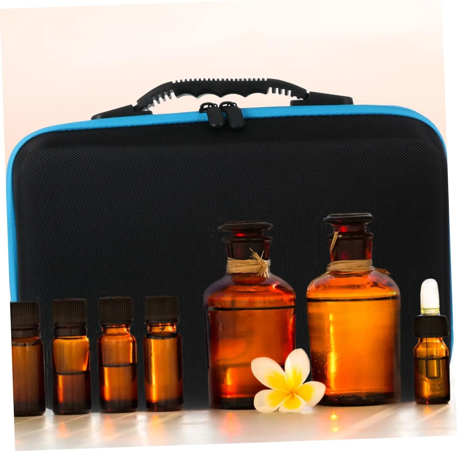 Portable Essential Oil Storage Bag 60 Bottle Capacity Travel Organizer 5ml/10ml Compartments Sturdy and Lightweight