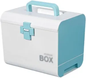 Portable First Aid Kit, 10.43" Medical Storage Box with Detachable Layer & Handle, Plastic Organizer for Home, Travel, Office, and Car