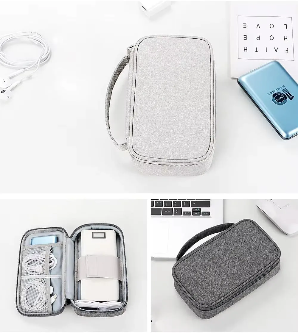 Portable Tech Accessories Organizer – Travel Cable, Charger, and Gadget Storage Carrying Case Navy Blue, Black and Grey (Dark Blue)