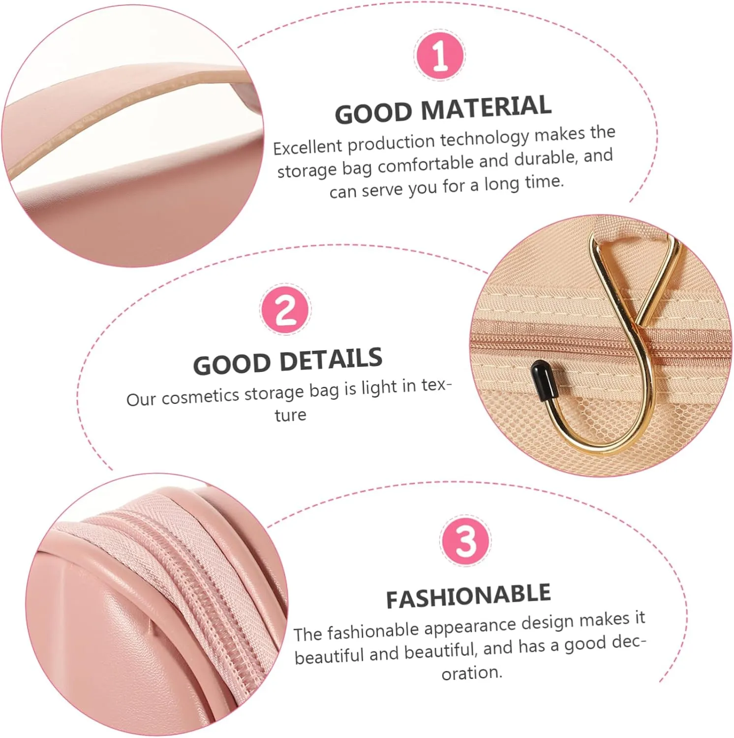 Portable Wall-Mounted Toiletry Bag Handbag Tote Bag Clear Cosmetic Bag Wall Hanging Make up Travel, Pink, 24X18X12CM