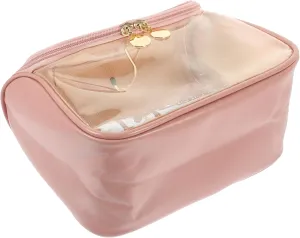 Portable Wall-Mounted Toiletry Bag Handbag Tote Bag Clear Cosmetic Bag Wall Hanging Make up Travel, Pink, 24X18X12CM