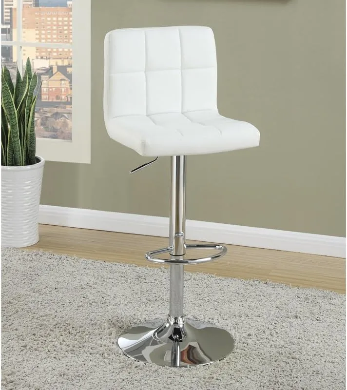 Poundex 2 Piece PU L Shape Barstool Set, White
