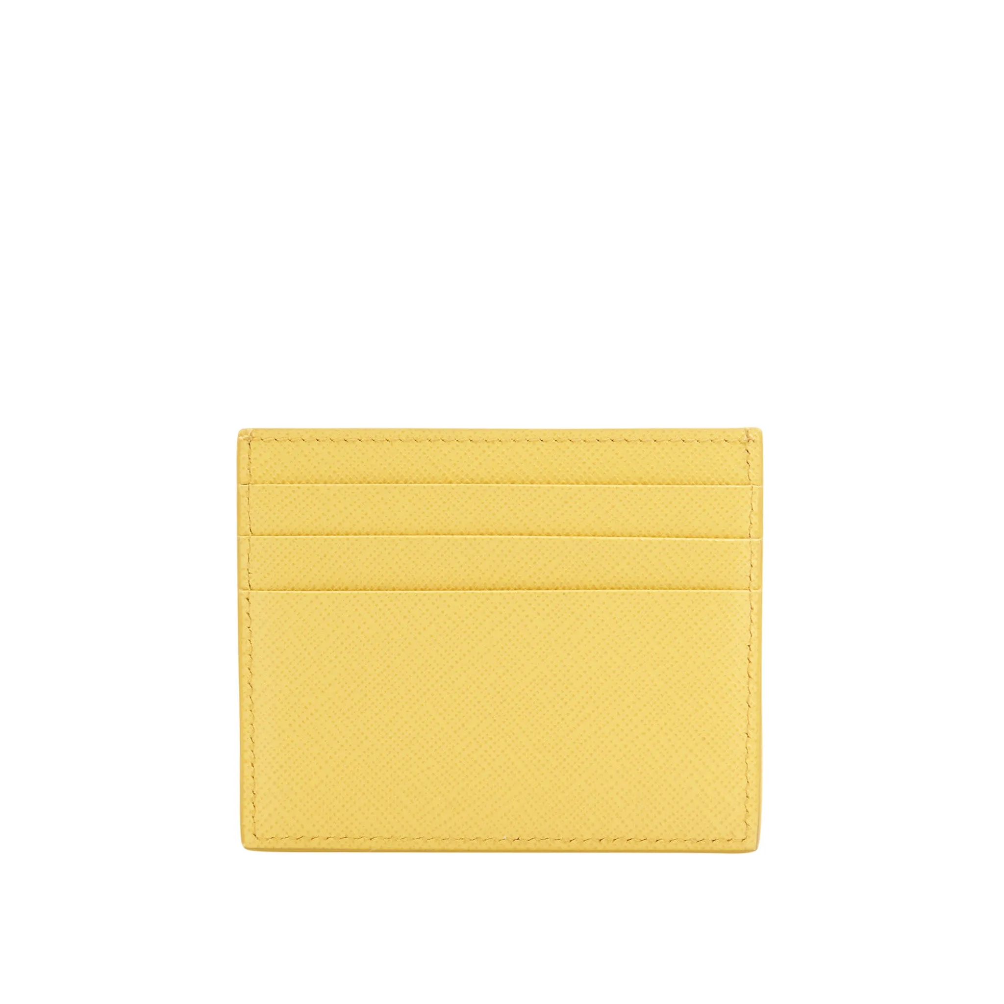 Prada Leather Saffiano Card Wallet in Yellow