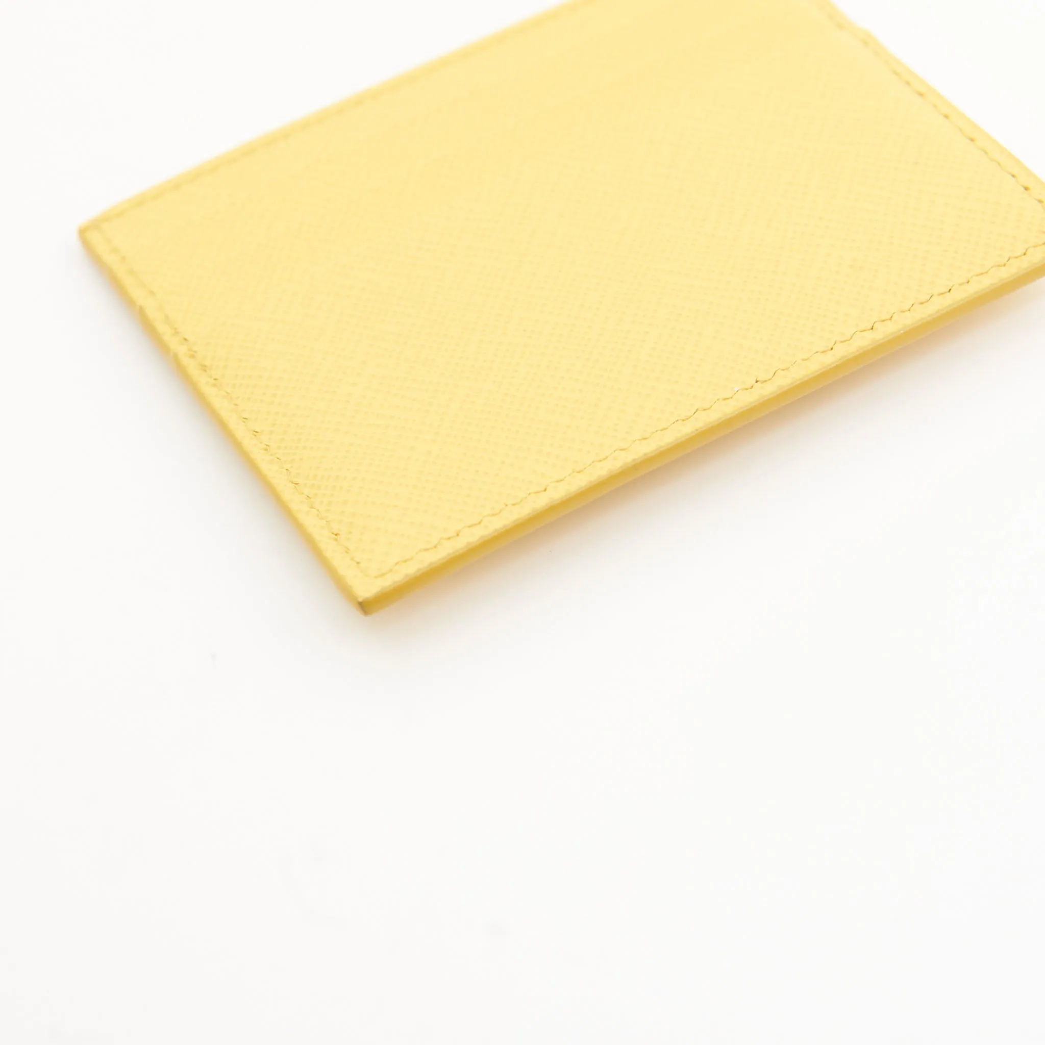 Prada Leather Saffiano Card Wallet in Yellow