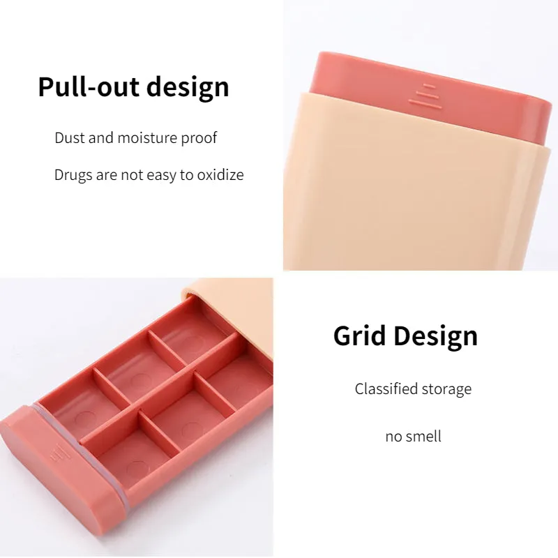 Premium Portable Vitamin Pill Organizer – 7-Day Travel Storage Box, Compact Design with 6 Grids for Pills, Tablets, Fish Oils, and Supplements – Small and Convenient Case for Easy Organization