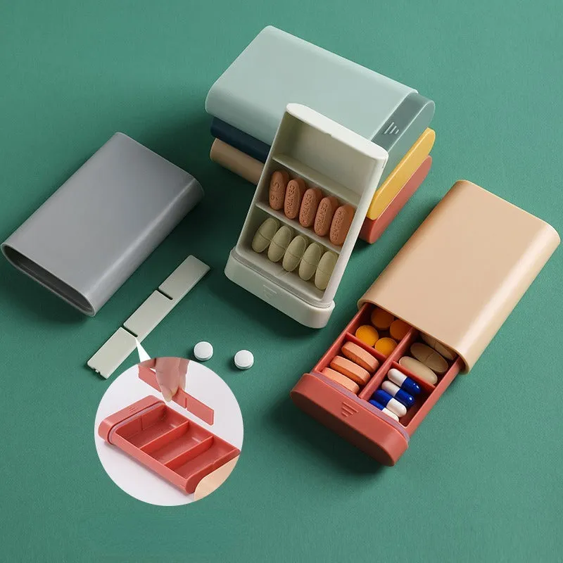 Premium Portable Vitamin Pill Organizer – 7-Day Travel Storage Box, Compact Design with 6 Grids for Pills, Tablets, Fish Oils, and Supplements – Small and Convenient Case for Easy Organization