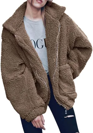 PRETTYGARDEN Women's Fashion Winter Coat Sherpa Fleece Faux Fur Shearling Oversized Trendy Jackets Warm Outerwear