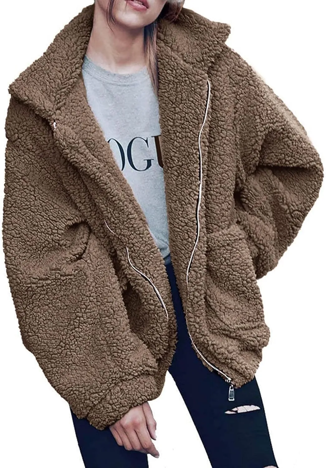 PRETTYGARDEN Women's Fashion Winter Coat Sherpa Fleece Faux Fur Shearling Oversized Trendy Jackets Warm Outerwear