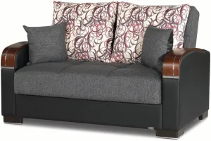 PrimeNest Mobilon Collection Upholstered Convertible Loveseat with Storage in Gray